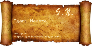 Igari Nemere névjegykártya